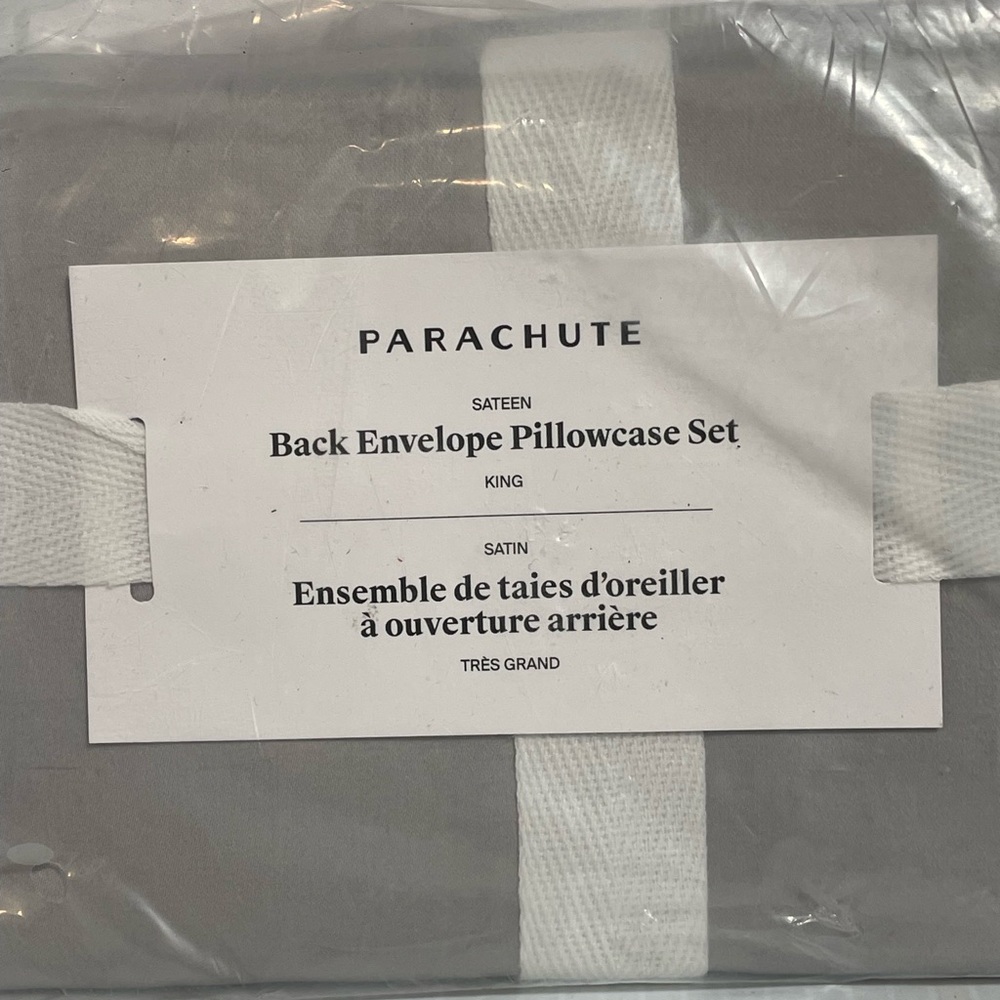 Parachute Sateen King Pillowcase Set Grey Back Envelope - Picture 3 of 5